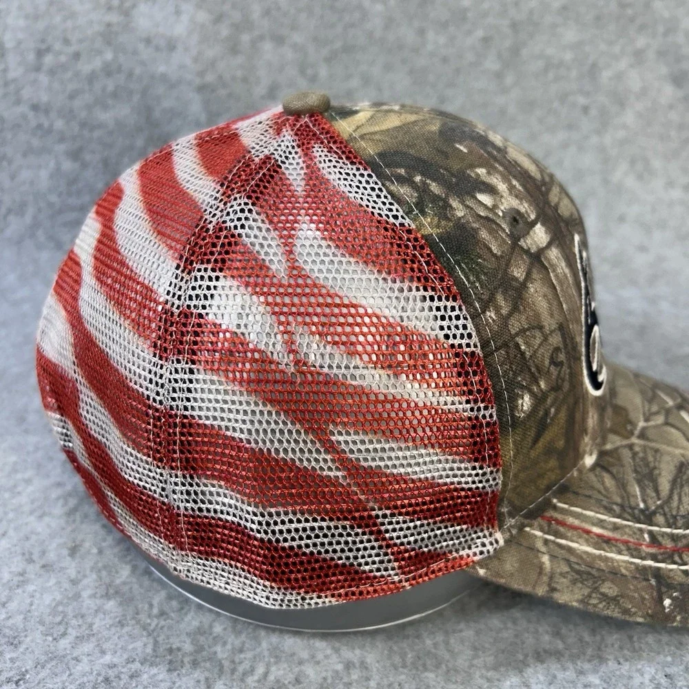 Realtree Antler Logo Men Camo Realtree Trucker Hat American Flag Mesh OSFM